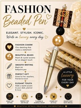Fashion Handmade Beaded Novelty Pen Gold Black Red New